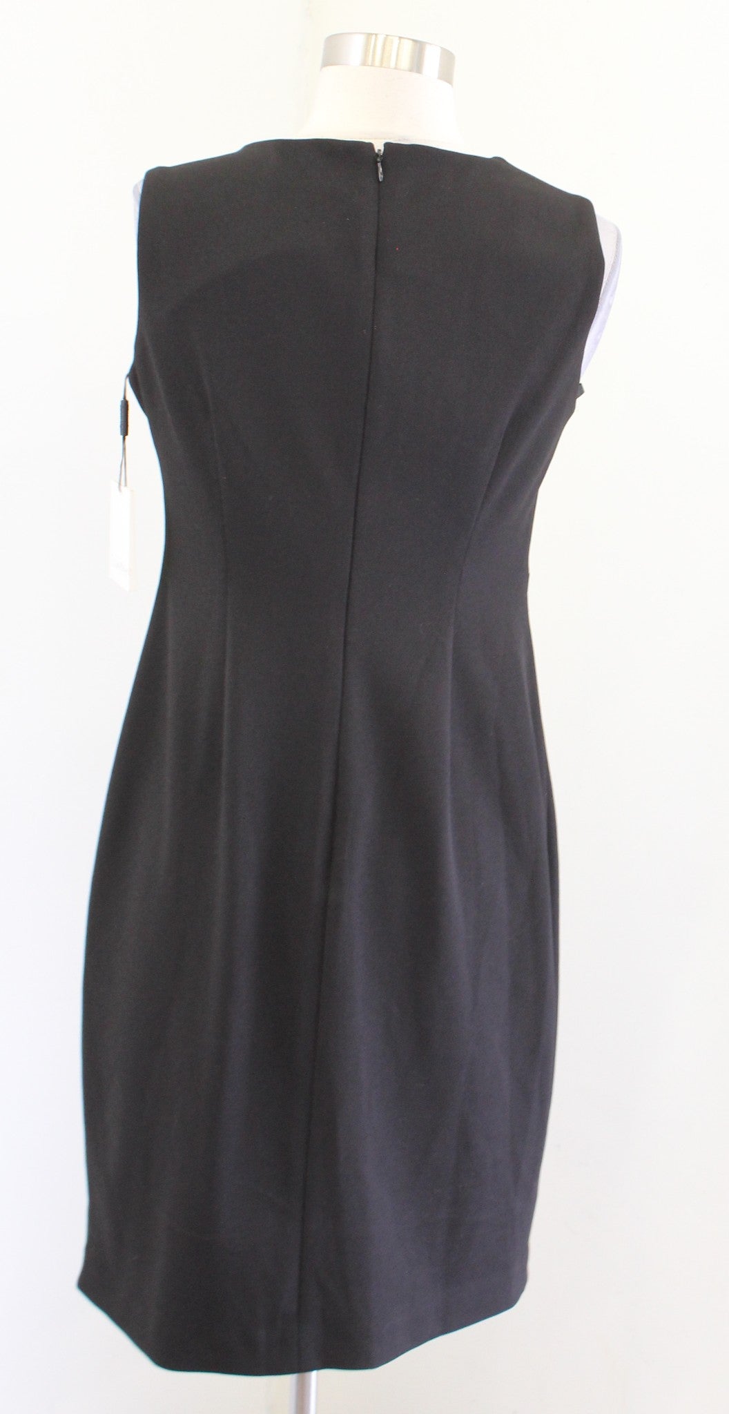 NWT Calvin Klein Womens Solid Black Slash Cutout Accent Sheath Dress Size 8P