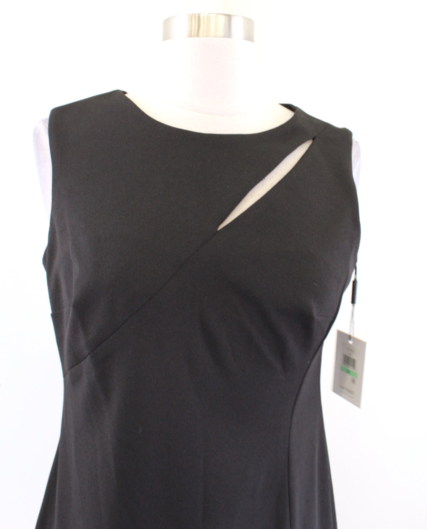 NWT Calvin Klein Womens Solid Black Slash Cutout Accent Sheath Dress Size 8P