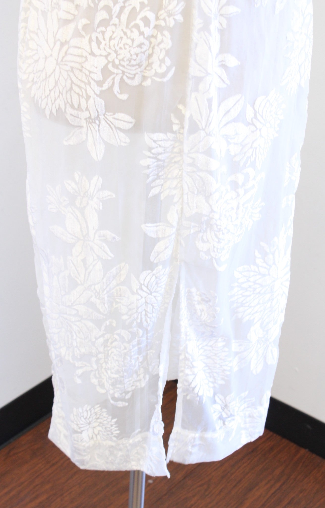 Free People Love All Day Black White Burnout Velvet Floral Maxi Slip Dress Sz S