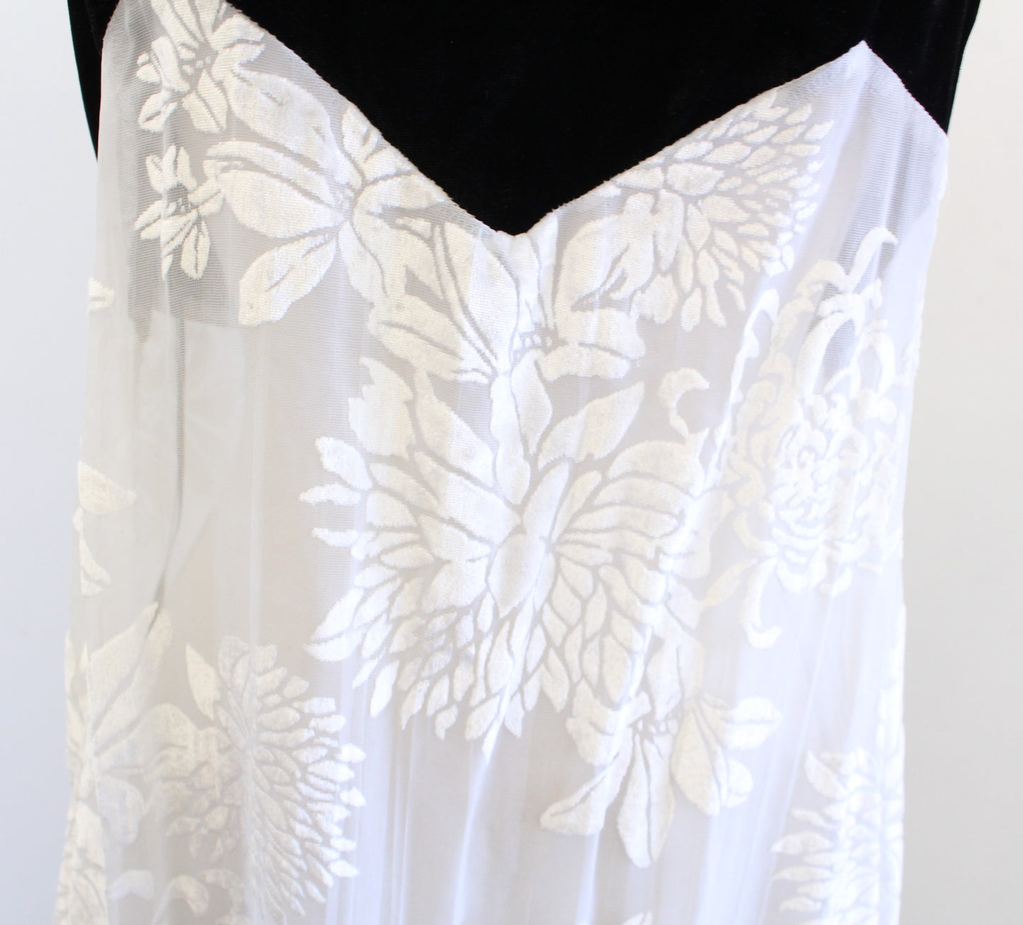 Free People Love All Day Black White Burnout Velvet Floral Maxi Slip Dress Sz S