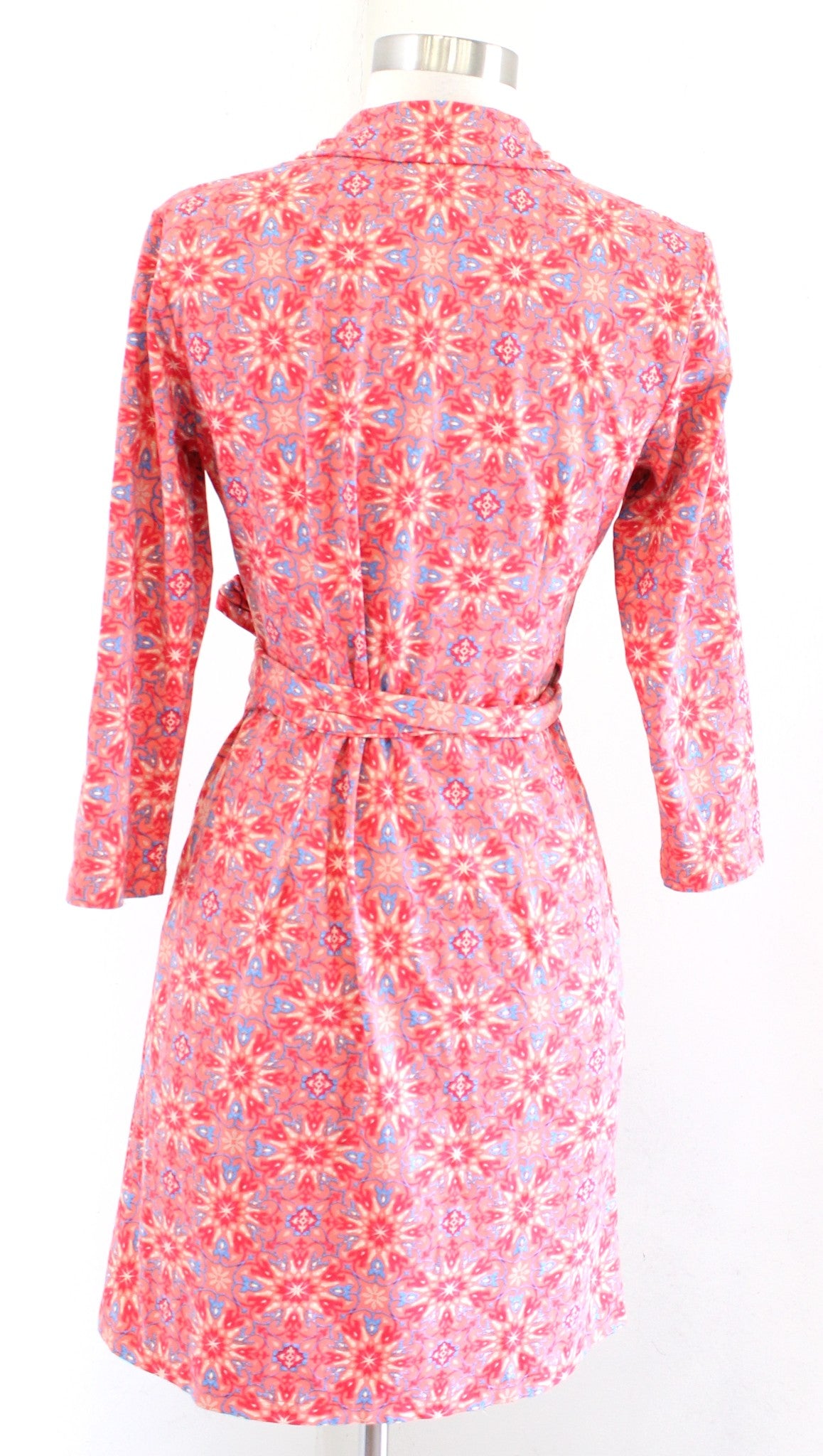 J McLaughlin Coral 3/4 Sleeve Catalina Cloth Geometric Medallion Wrap Dress Sz S