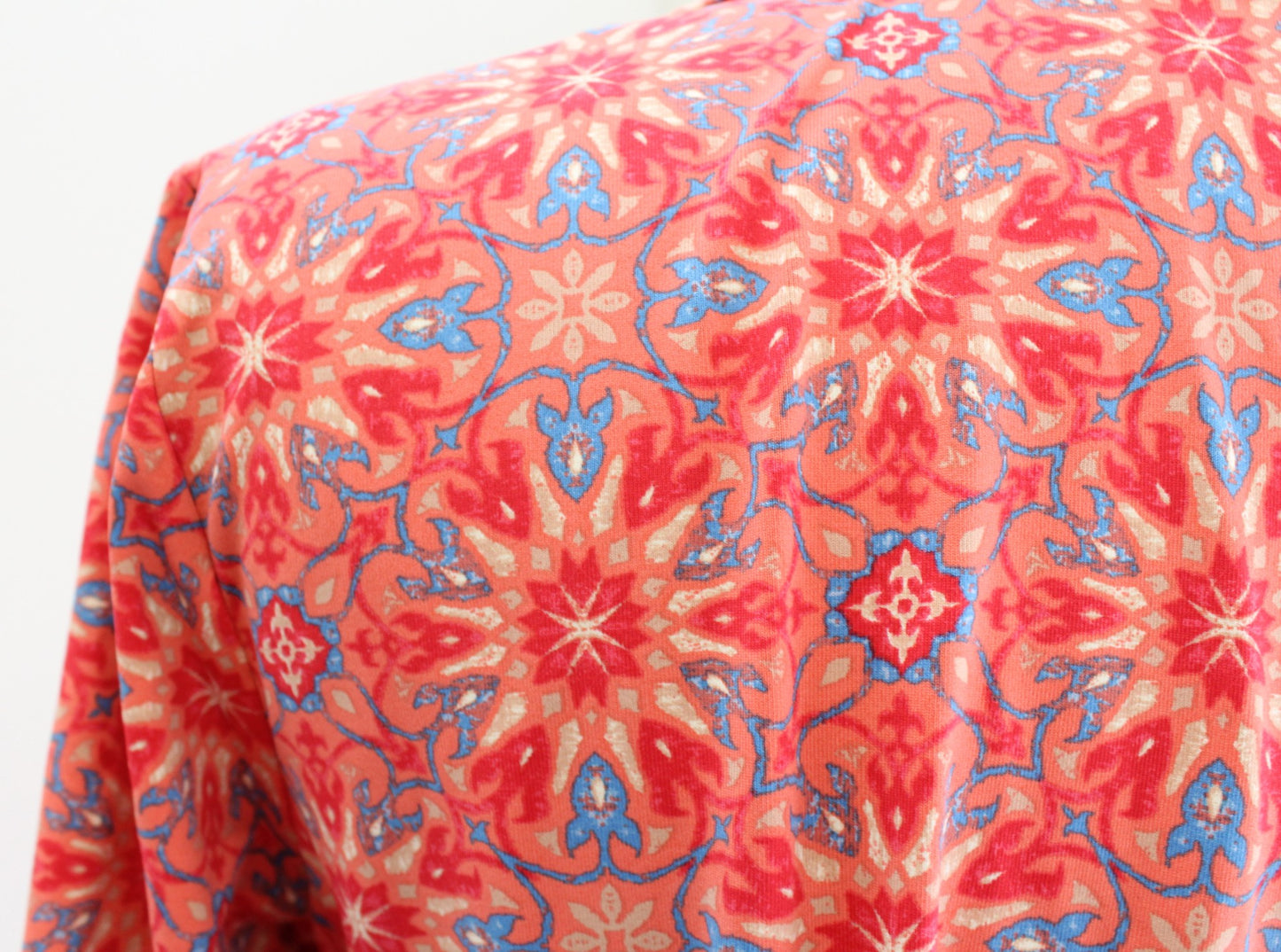 J McLaughlin Coral 3/4 Sleeve Catalina Cloth Geometric Medallion Wrap Dress Sz S