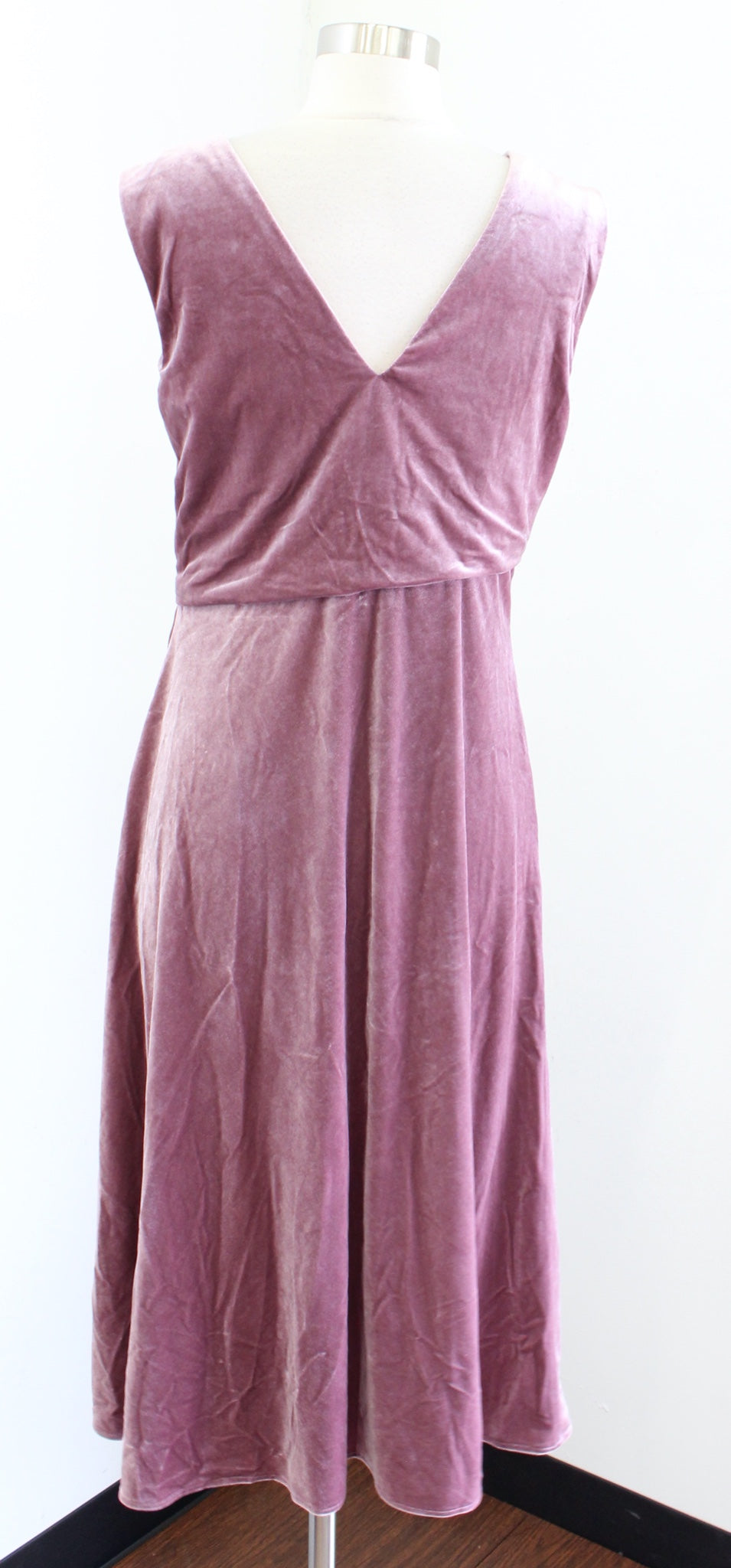 NWT Adrianna Papell Antique Rose Pink Velvet Draped Bias Midi Dress Evening 10