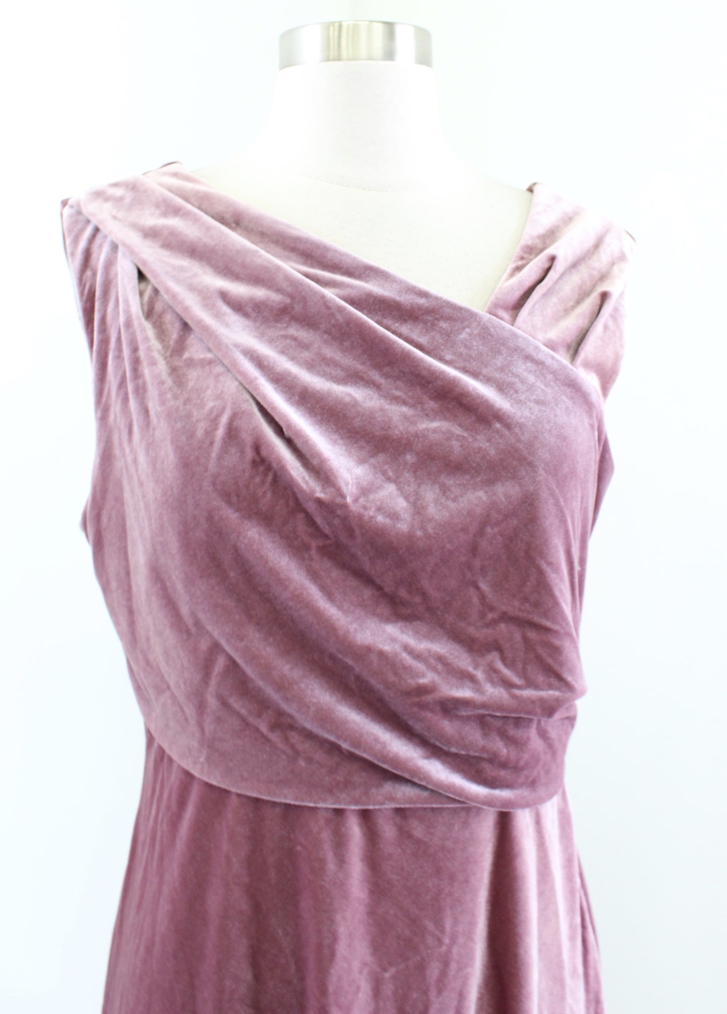 NWT Adrianna Papell Antique Rose Pink Velvet Draped Bias Midi Dress Evening 10