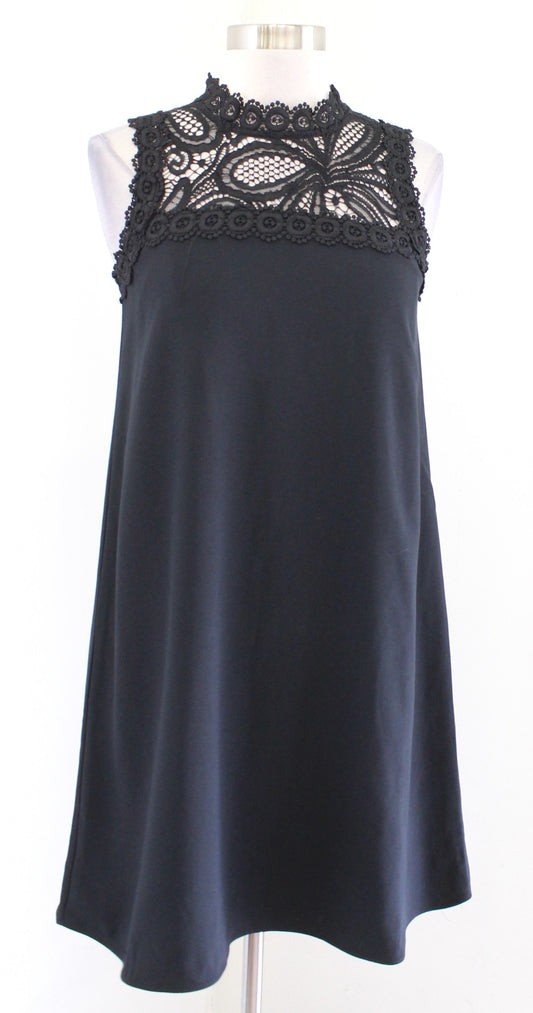 Lilly Pulitzer Harmon Onyx Black Lace Mock Neck Shift Dress Size 00 Sleeveless