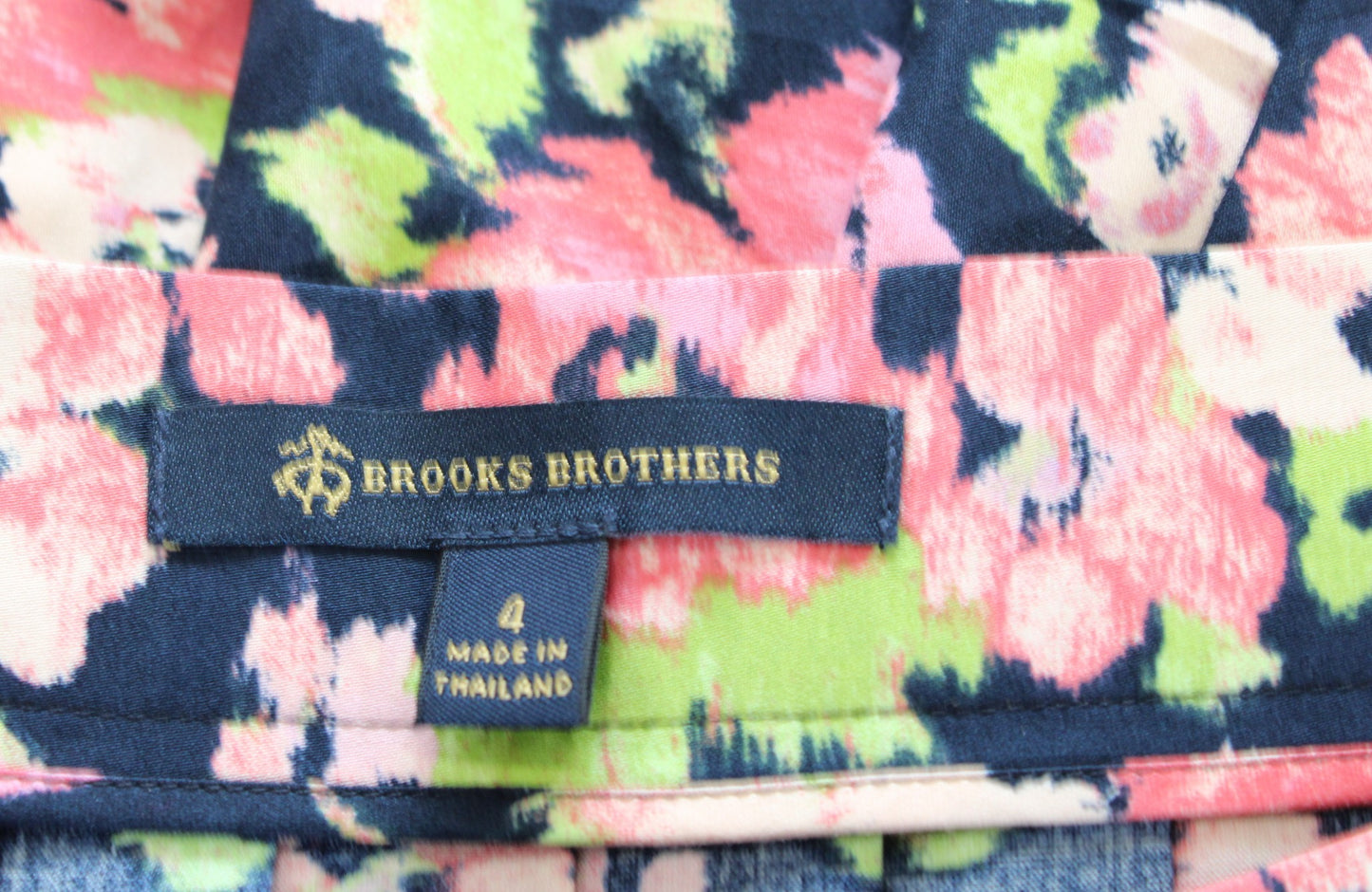 Brooks Brothers Womens Navy Blue Floral Print Pleated Skirt Size 4 Pink Green