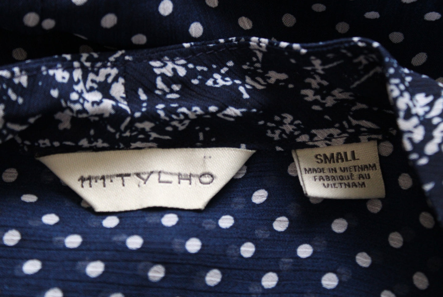 11 1 Tylho Anthropologie Isla Chiffon Polka Dot Tie Neck Shift Dress Size S Navy