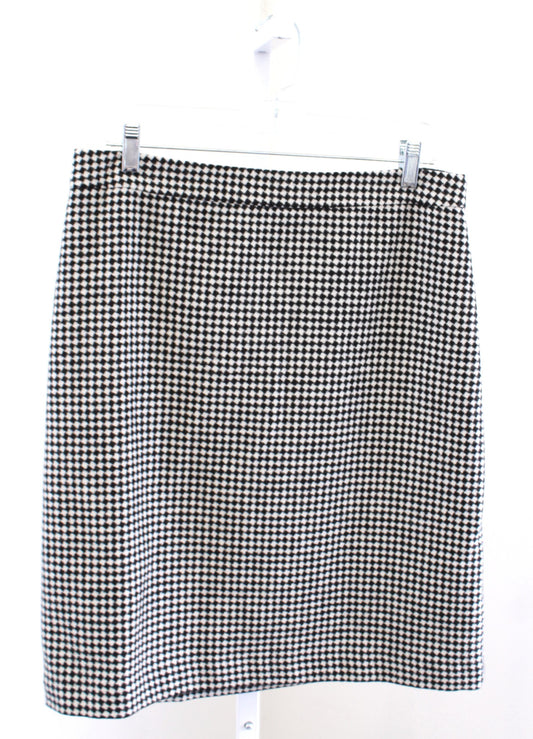 NWT Talbots Black Off White Diamond Tweed Wool Blend Pencil Skirt Size 10