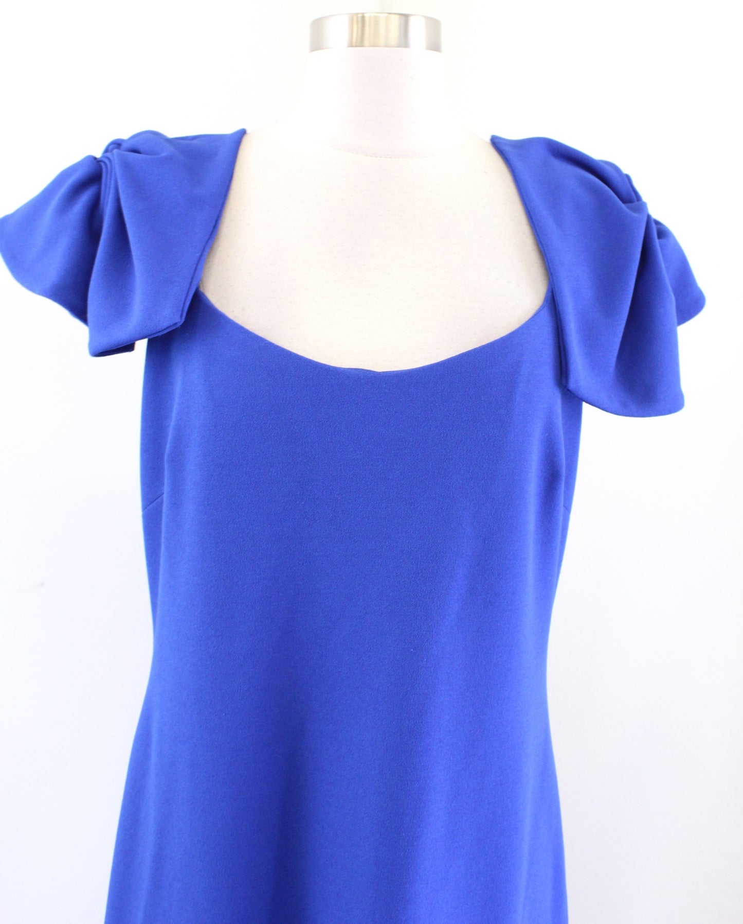 Belle Badgley Mischka Royal Blue Ruffle Sleeve Formal Dress Evening Gown Size 12