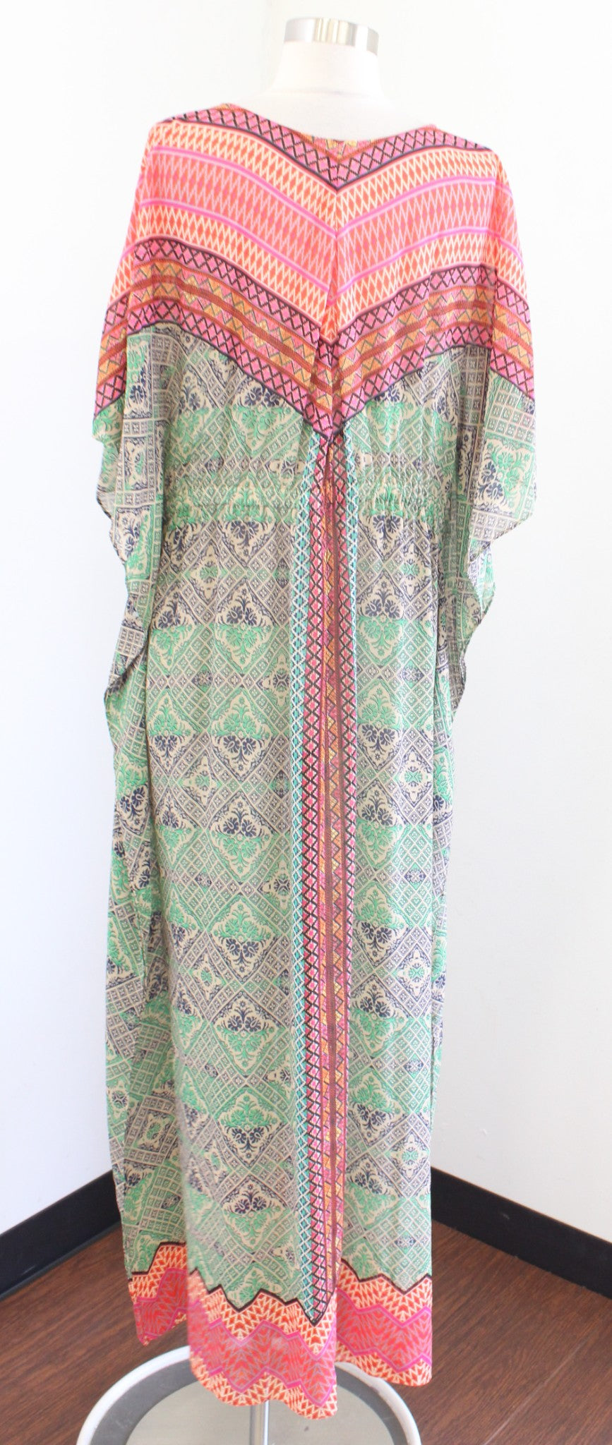 Vanessa Virginia Anthropologie Chaka Geometric Kaftan Maxi Dress Coverup Size S