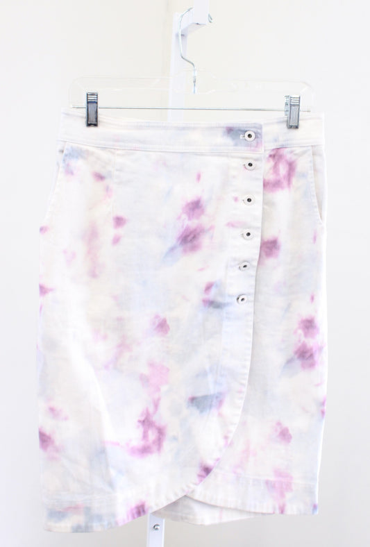 Anthropologie Kimmie Tie Dye Printed Tulip Pencil Skirt Size 4 Midi White Purple