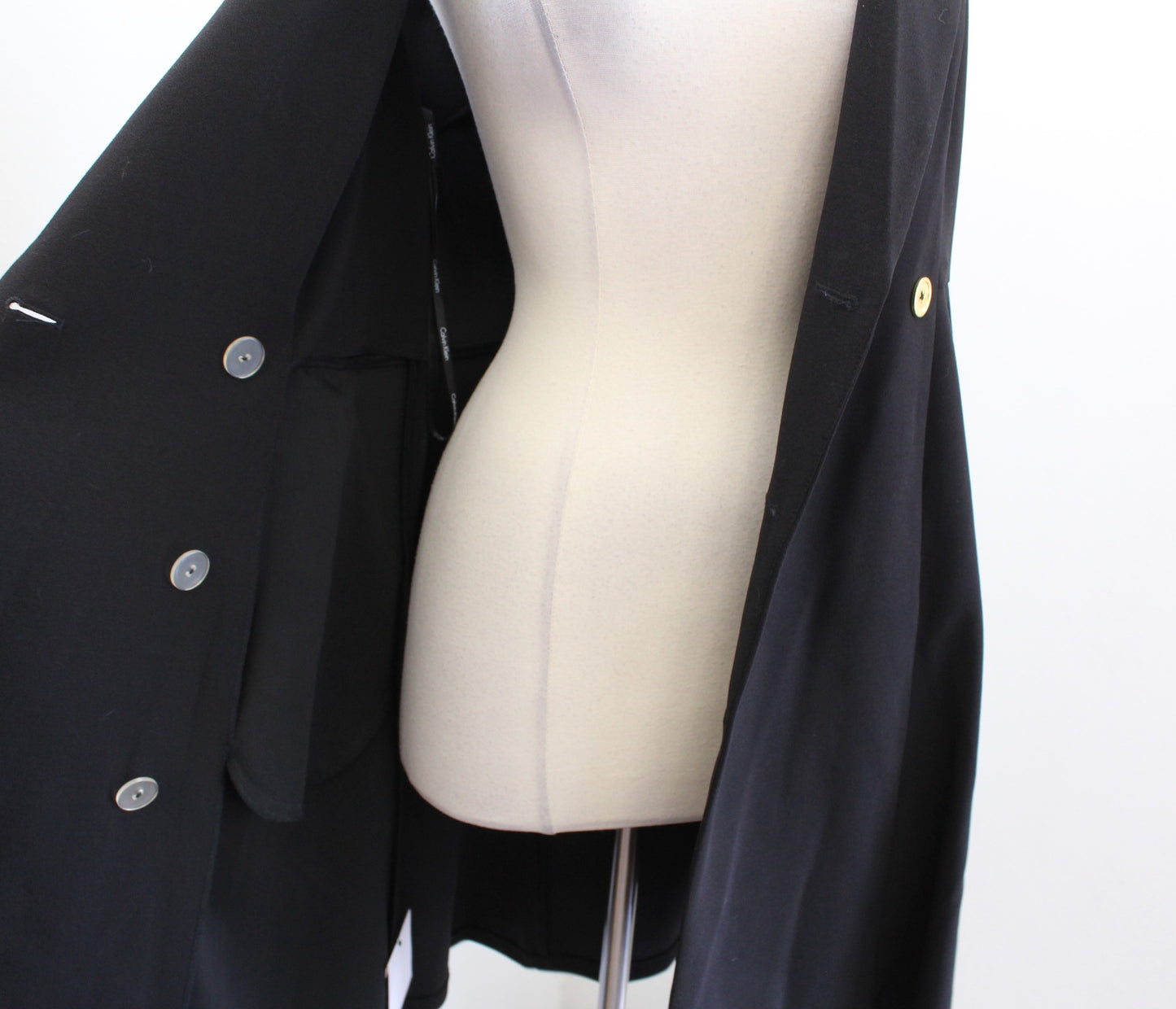 Calvin Klein Black Wrap Front Fit and Flare Tuxedo Style Dress Size 4 Career