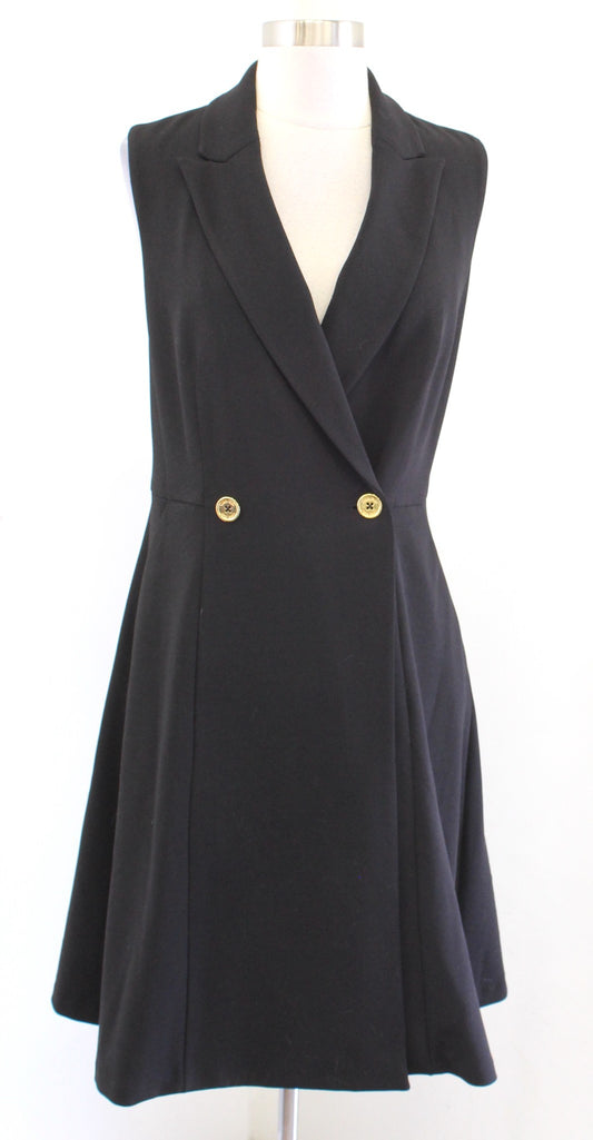 Calvin Klein Black Wrap Front Fit and Flare Tuxedo Style Dress Size 4 Career