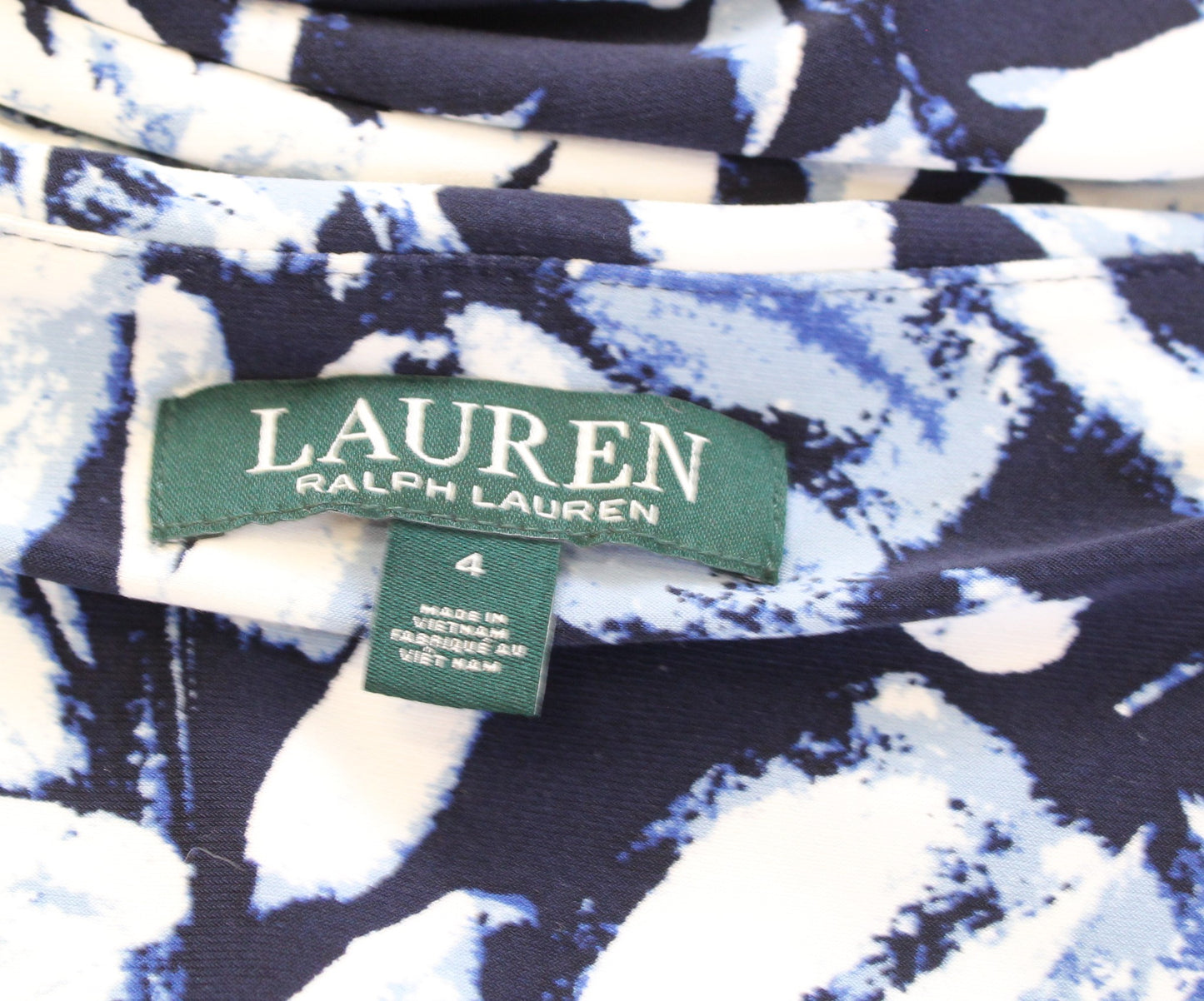 Lauren Ralph Lauren Navy Blue Abstract Floral Ruched Wiggle Sheath Dress Size 4