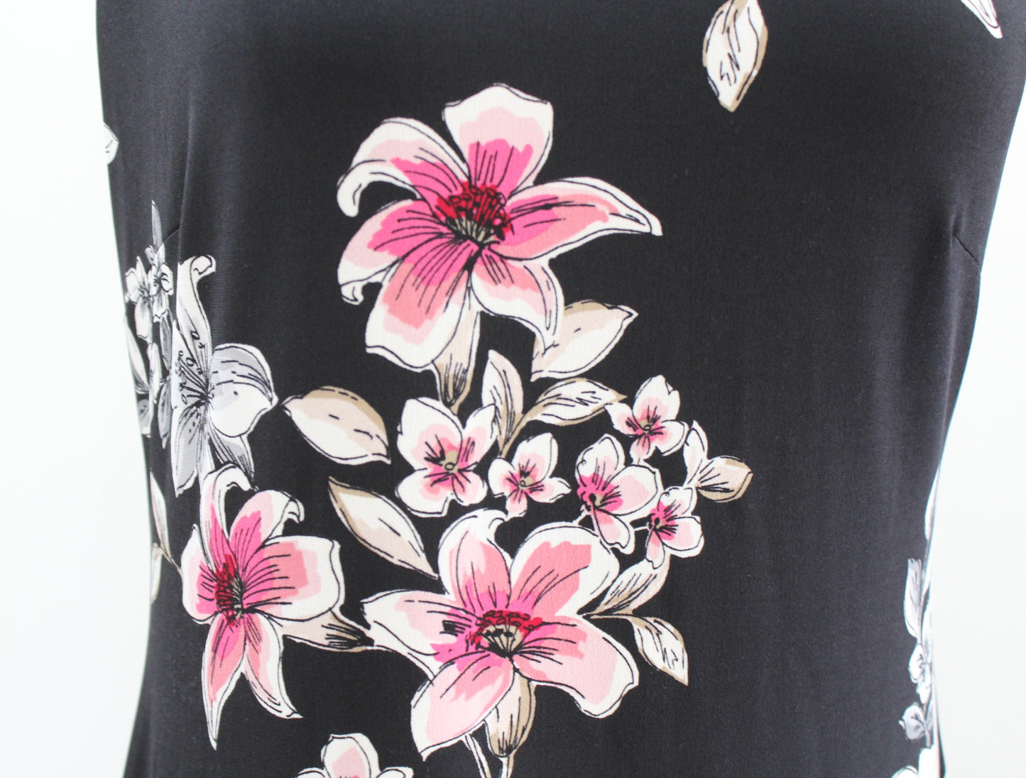 White House Black Market Floral Embroidered Neck Flounce Hem Shift Dress Size S