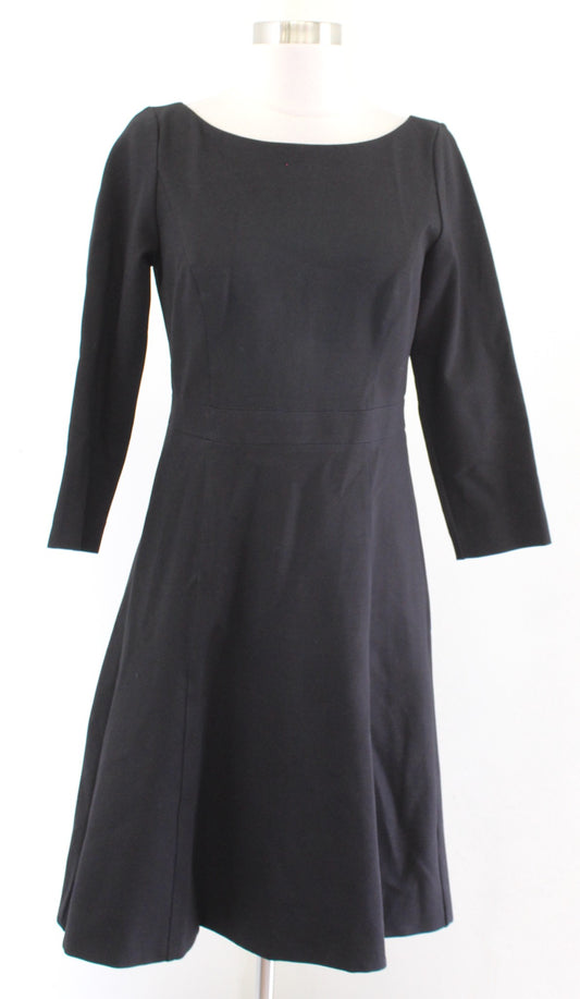 NWT J Crew Womens Solid Black Fit and Flare Sheath Dress in Stretch Ponte Size 4