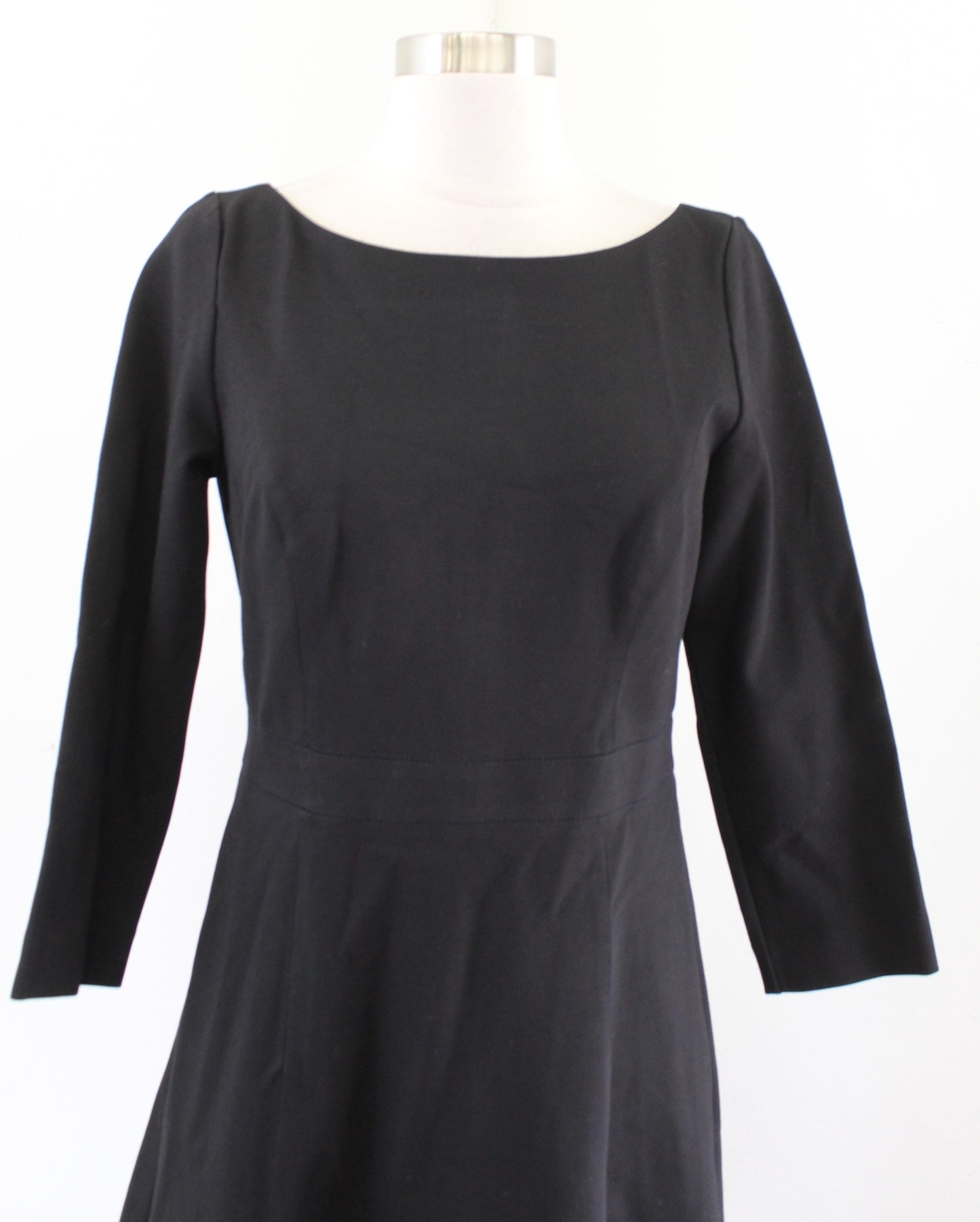 NWT J Crew Womens Solid Black Fit and Flare Sheath Dress in Stretch Ponte Size 4