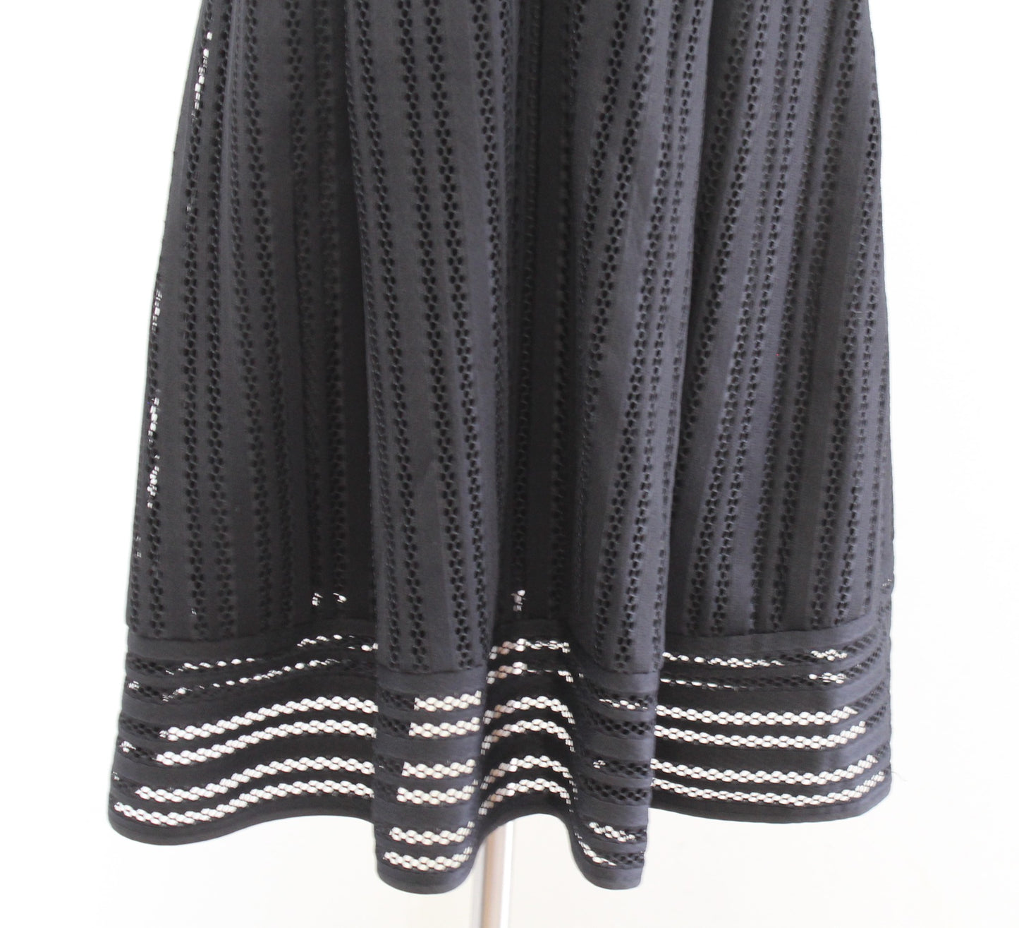 NWT J Crew Striped Eyelet V Neck A Line Fit and Flare Dress Size 8 Sleeveless