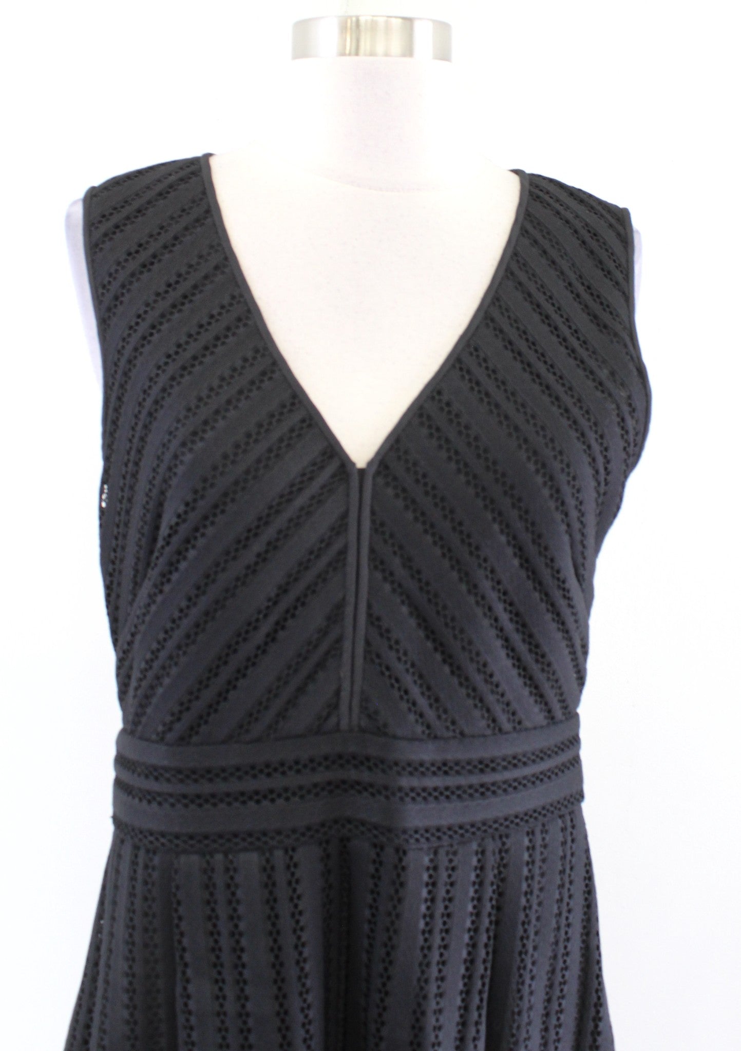 NWT J Crew Striped Eyelet V Neck A Line Fit and Flare Dress Size 8 Sleeveless