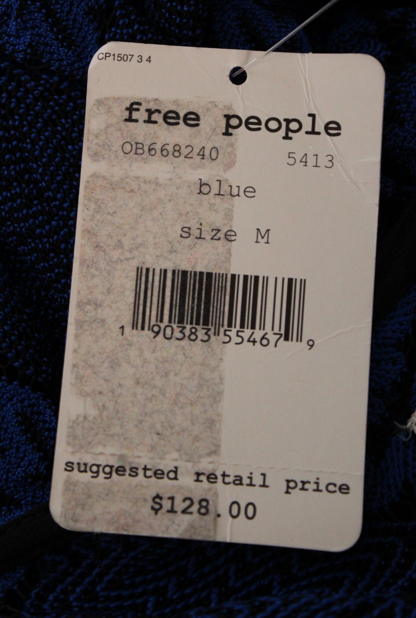 NWT Free People Simone Blue Crochet Lace Mock Neck Shift Swing Dress Size M
