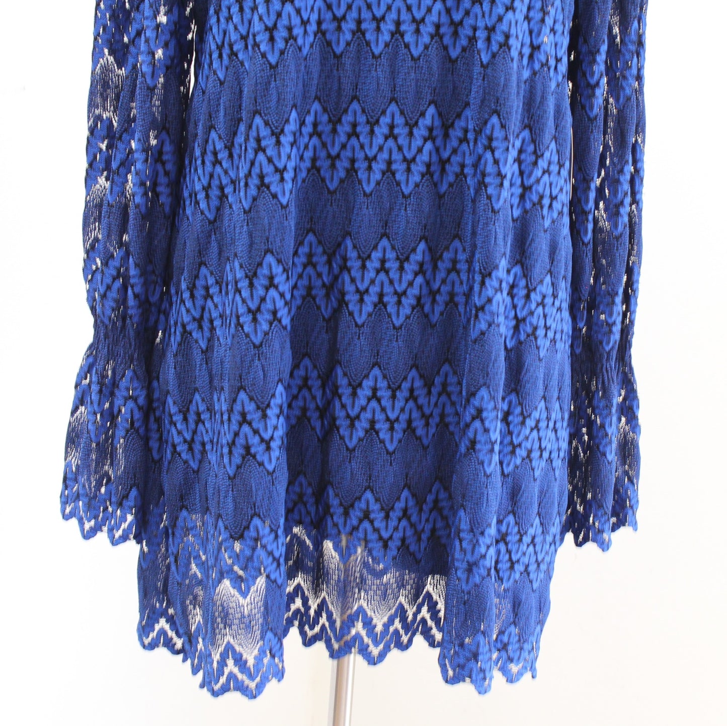 NWT Free People Simone Blue Crochet Lace Mock Neck Shift Swing Dress Size M