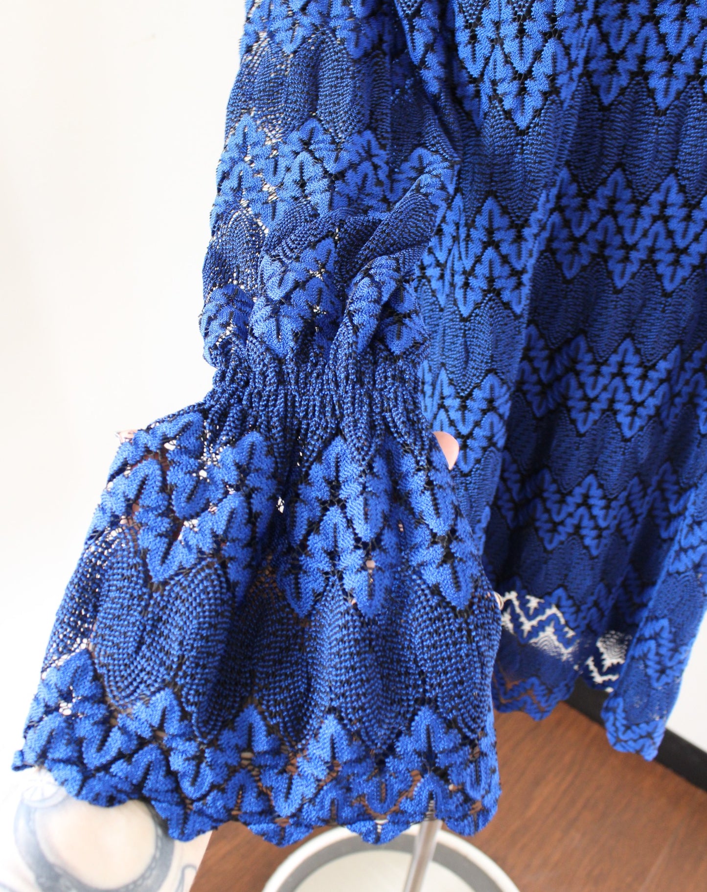 NWT Free People Simone Blue Crochet Lace Mock Neck Shift Swing Dress Size M
