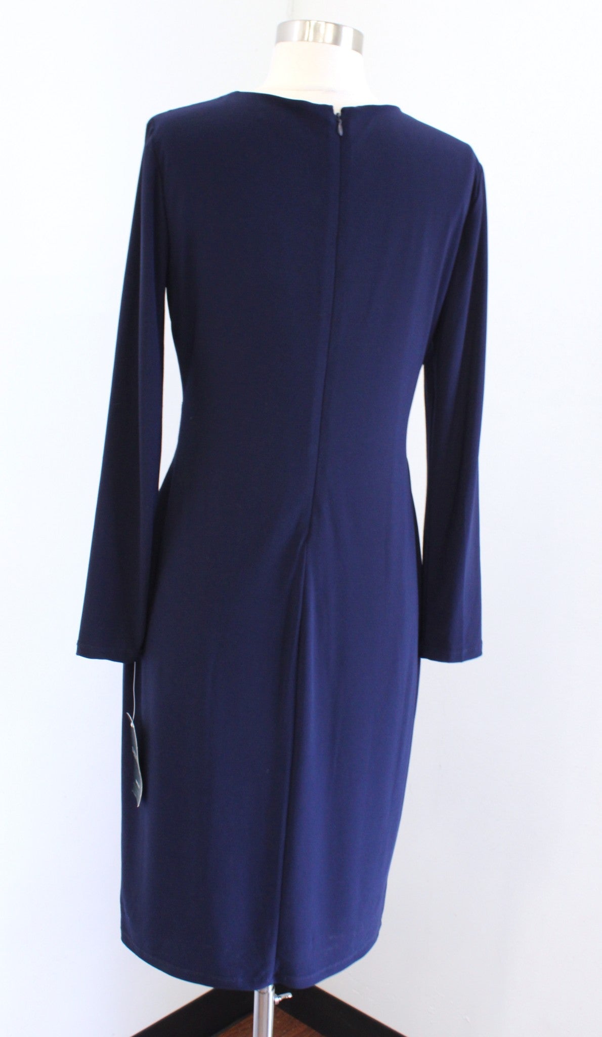 NWT Lauren Ralph Lauren Navy Blue Sequin Jersey Ruched Cocktail Dress Size 6