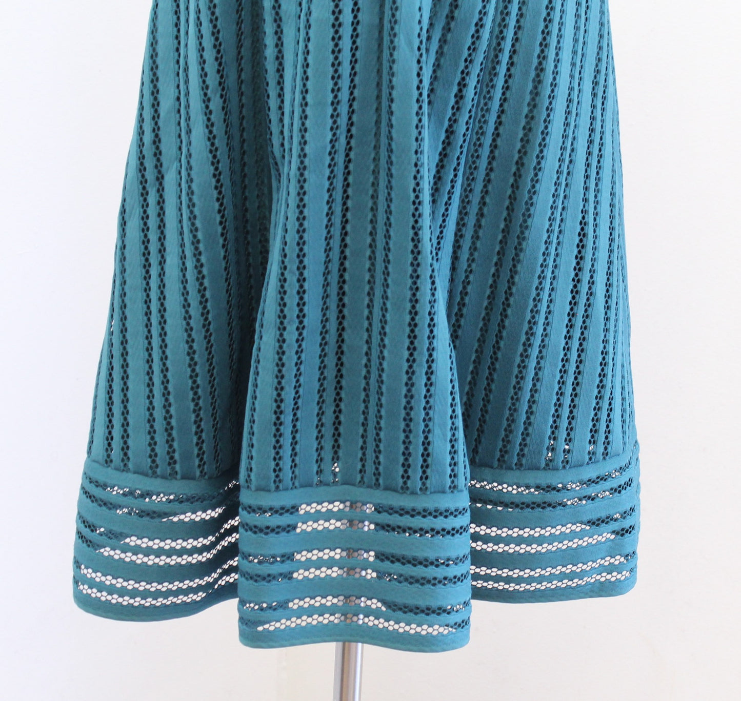 NWT J Crew Womens Green V Neck Eyelet Striped A Line Fit and Flare Dress Size 8