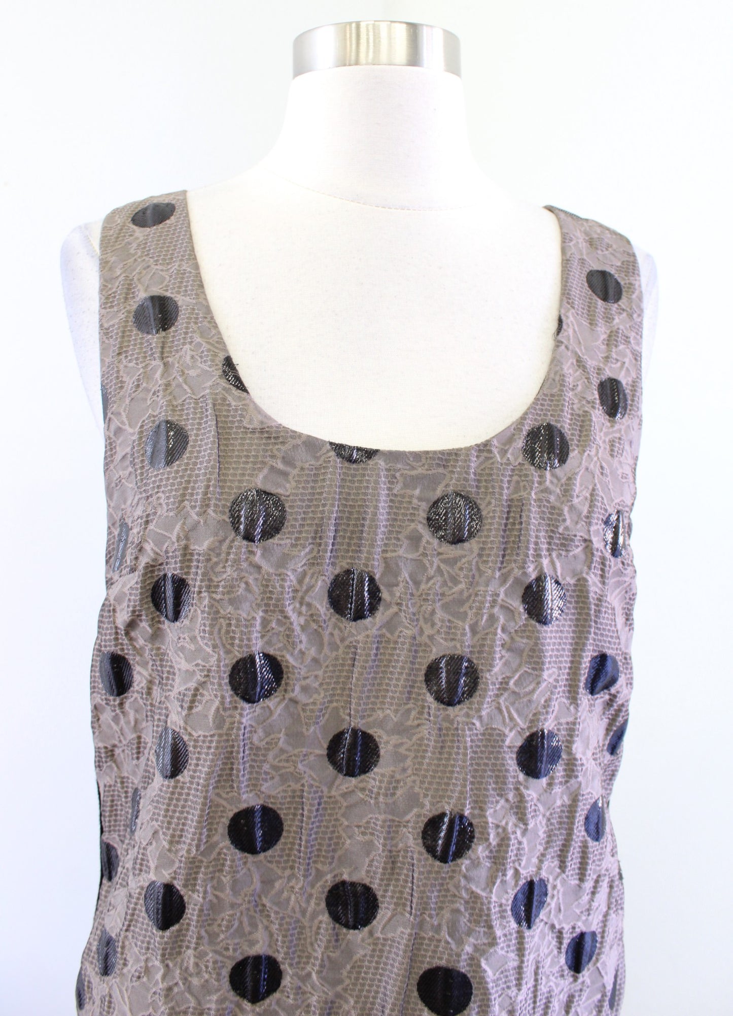 Marc by Marc Jacobs Brown Gray Black Metallic Polka Dot Mini Dress Sz 2 Textured