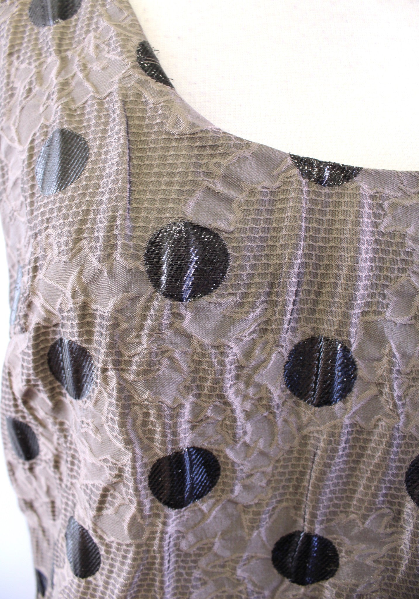 Marc by Marc Jacobs Brown Gray Black Metallic Polka Dot Mini Dress Sz 2 Textured