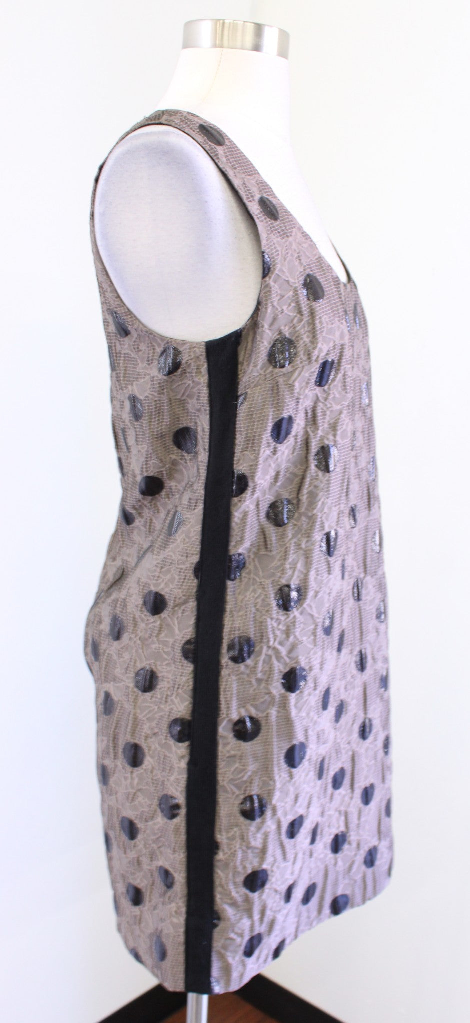 Marc by Marc Jacobs Brown Gray Black Metallic Polka Dot Mini Dress Sz 2 Textured