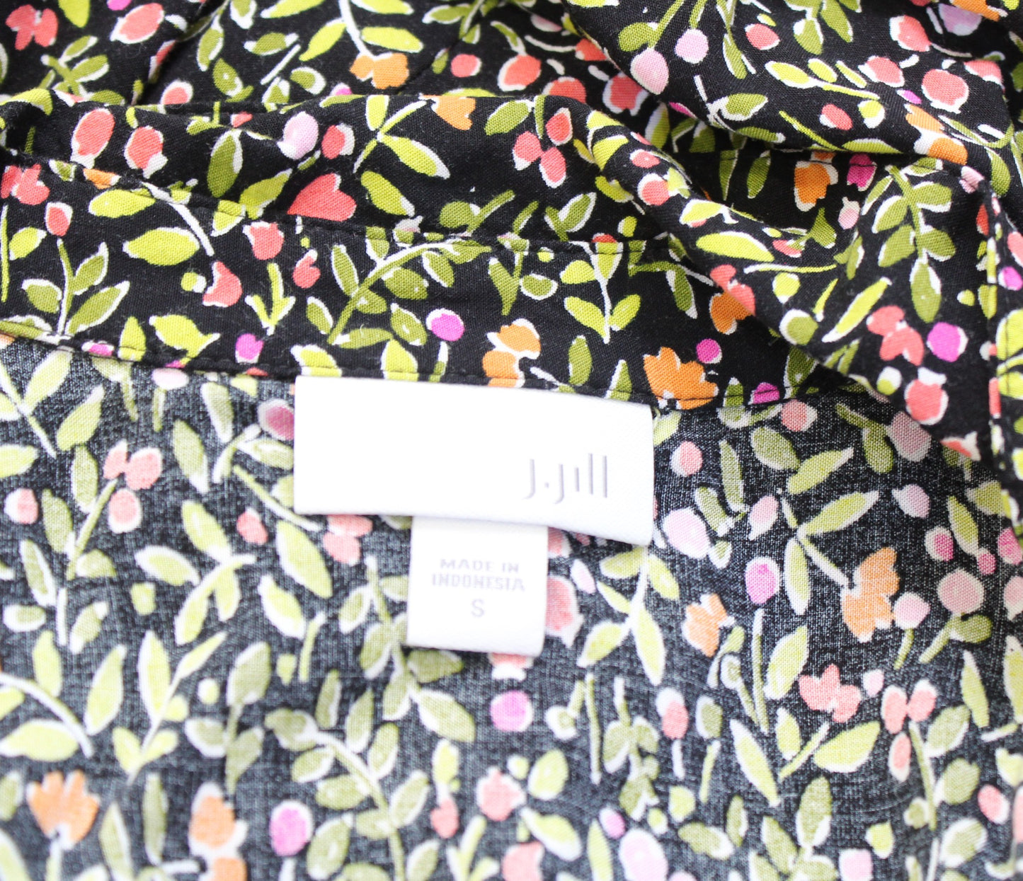 J Jill Black Green Floral Print Sleeveless Shirt Dress Size S Casual Pink
