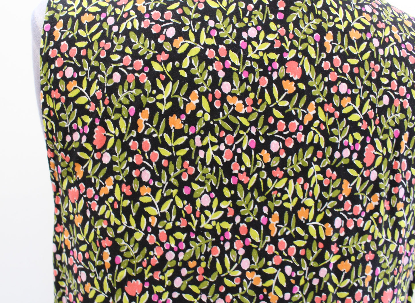 J Jill Black Green Floral Print Sleeveless Shirt Dress Size S Casual Pink
