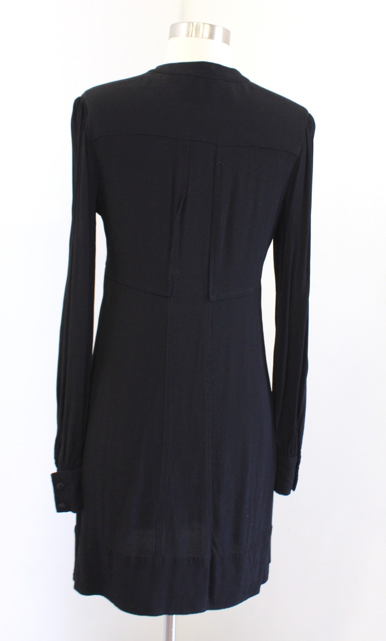Diane Von Furstenberg Womens Veda Solid Black Crepe Babydoll Style Dress Size 2