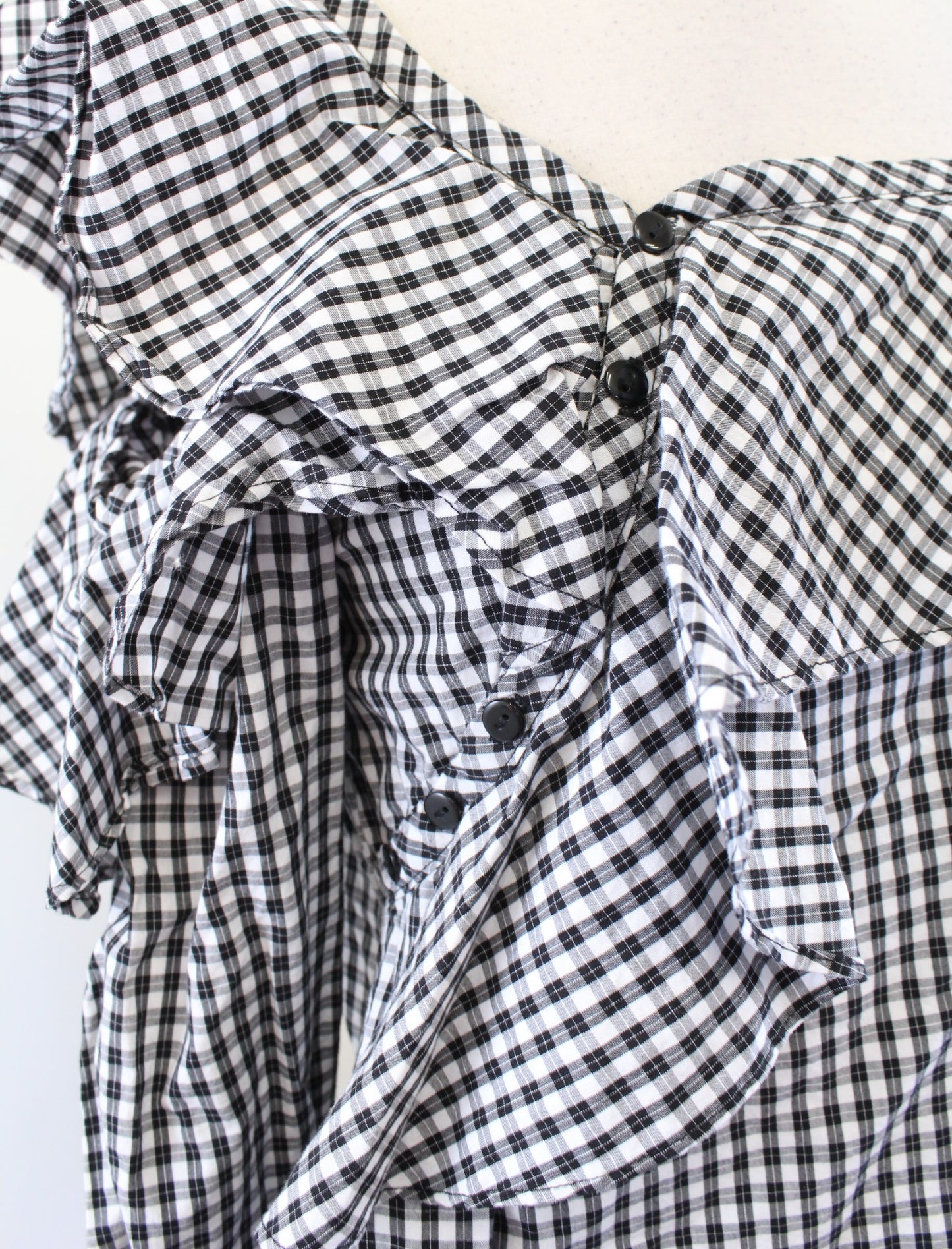 Sunday in Brooklyn Anthropologie Ruffle Asymmetric Plaid Top One Shoulder Size S