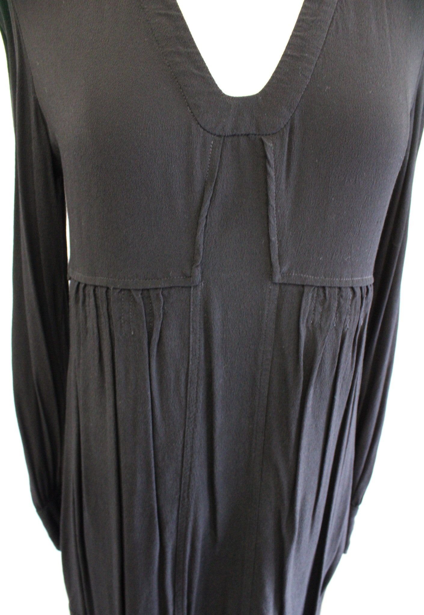 Diane Von Furstenberg Womens Veda Solid Black Crepe Babydoll Style Dress Size 2