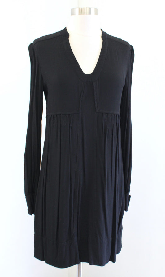 Diane Von Furstenberg Womens Veda Solid Black Crepe Babydoll Style Dress Size 2