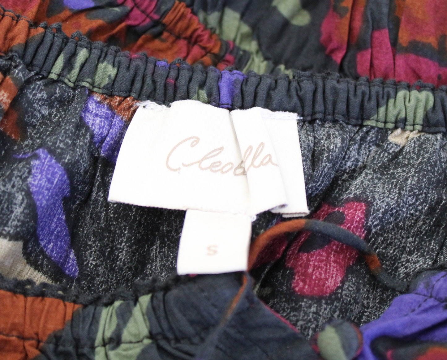 Cleobella Jasmine Smocked Long Sleeve Cropped Top Blouse Size S Garden Floral