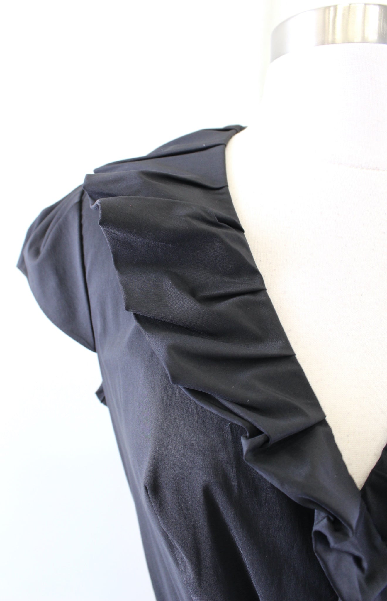 Cache Black Tie Waist Ruffle Collar Fit and Flare Dress Size 4 Cocktail Party