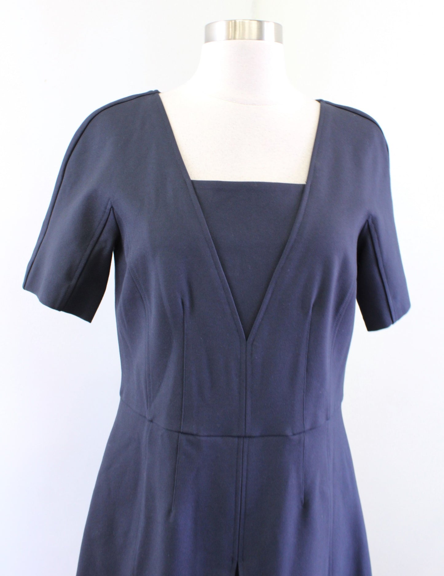 Brooks Brothers Womens Solid Navy Blue Ponte Knit A Line Flare Dress Sz 8 Career