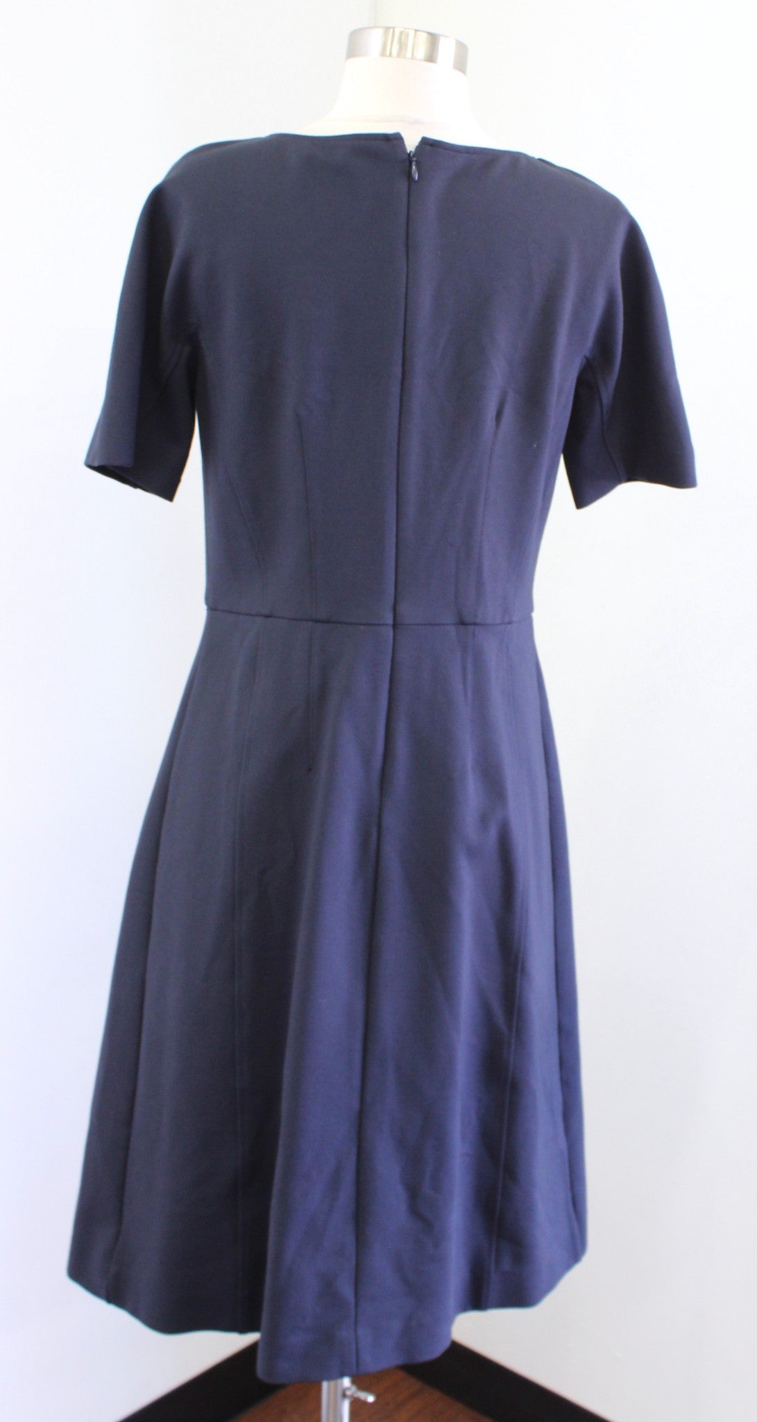 Brooks Brothers Womens Solid Navy Blue Ponte Knit A Line Flare Dress Sz 8 Career
