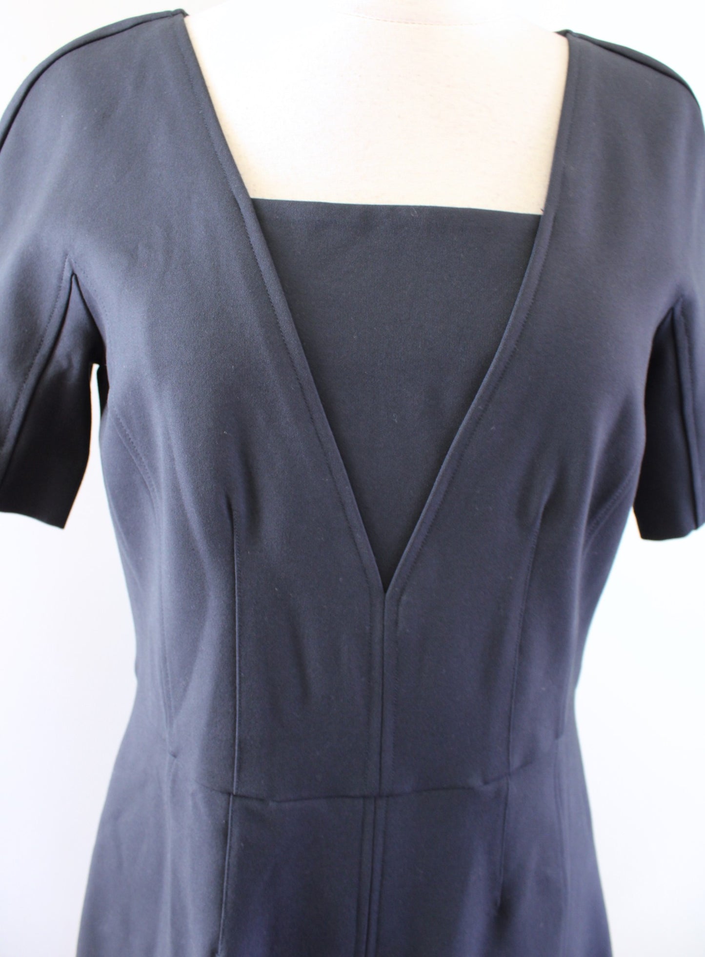 Brooks Brothers Womens Solid Navy Blue Ponte Knit A Line Flare Dress Sz 8 Career