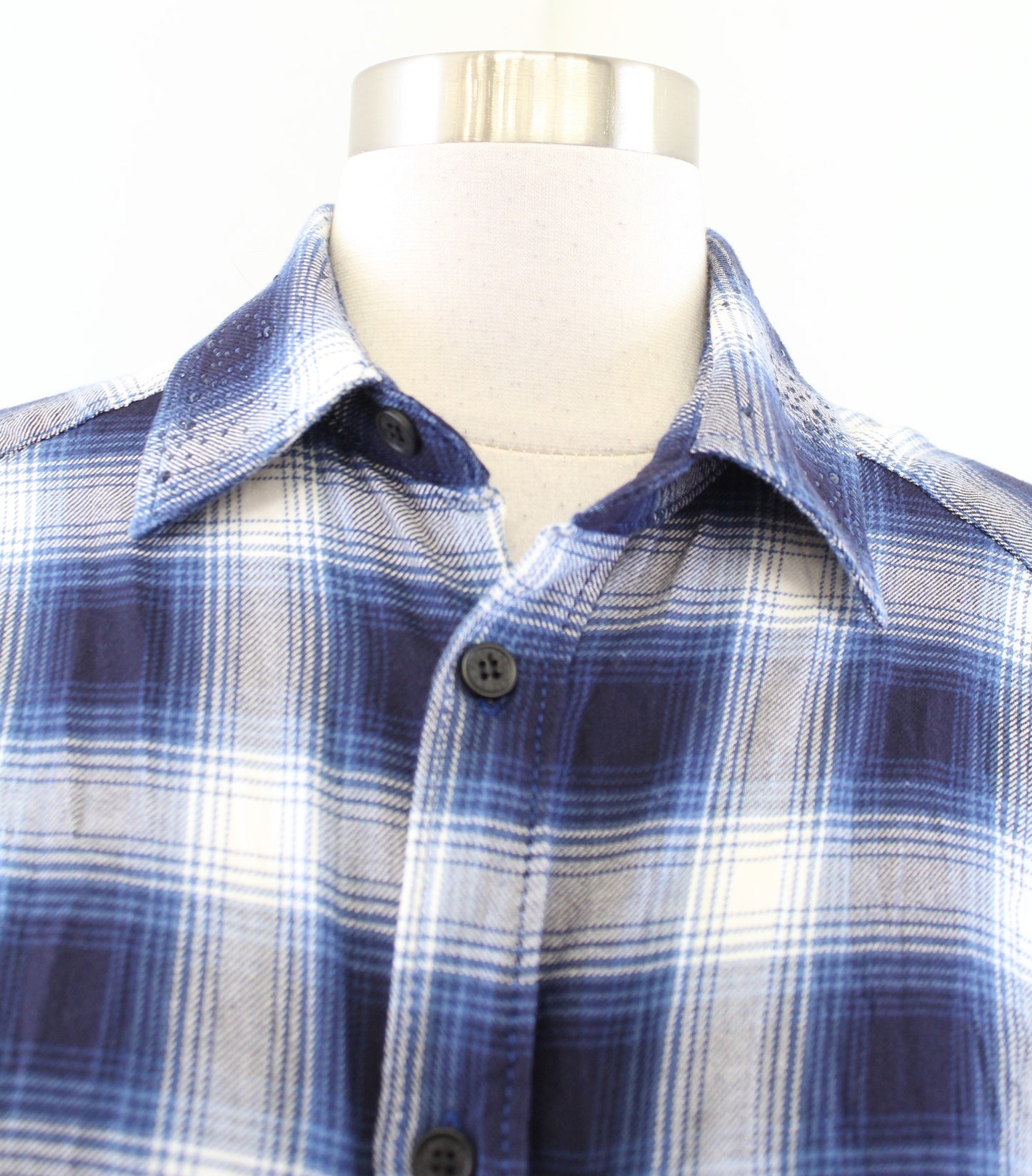 Zadig and Voltaire Tais Car Blue Plaid Button Up Rhinestone Embellished Shirt S