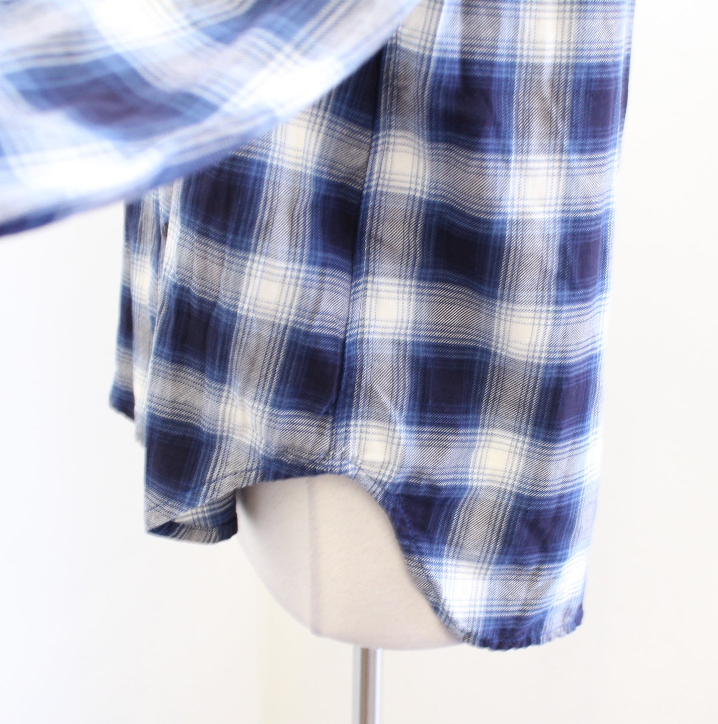 Zadig and Voltaire Tais Car Blue Plaid Button Up Rhinestone Embellished Shirt S