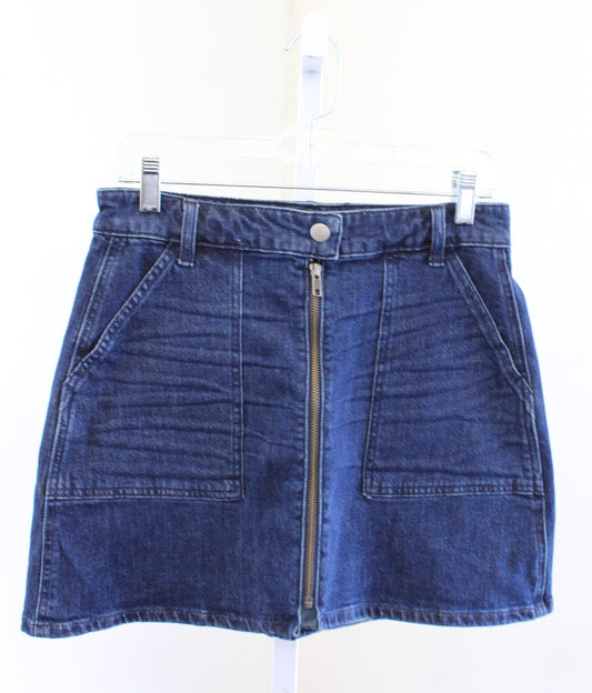 Madewell Womens Blue Denim Utility Style Zip Front Mini Skirt Size 28