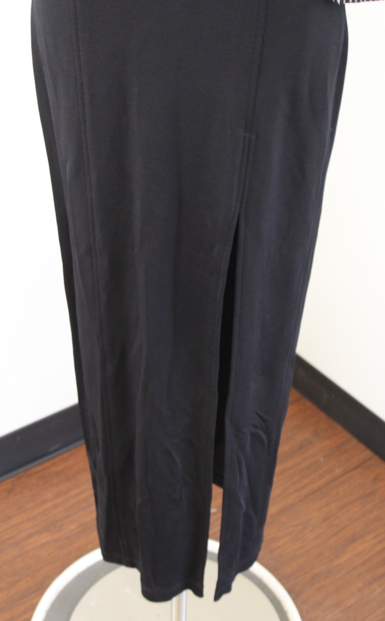 Vtg 90s Tadashi Black Silver Metallic Striped Evening Dress Formal Size XS