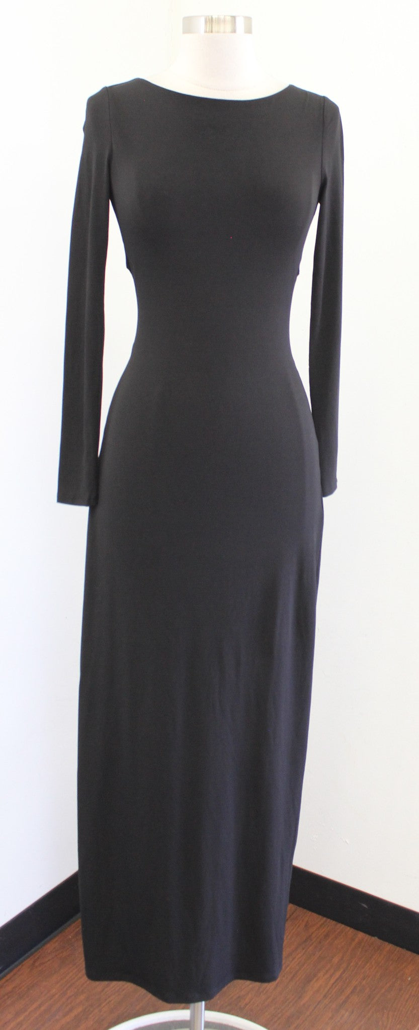 Guess Womens Solid Black Open Back Jersey Maxi Dress Size XS Cocktail Evening