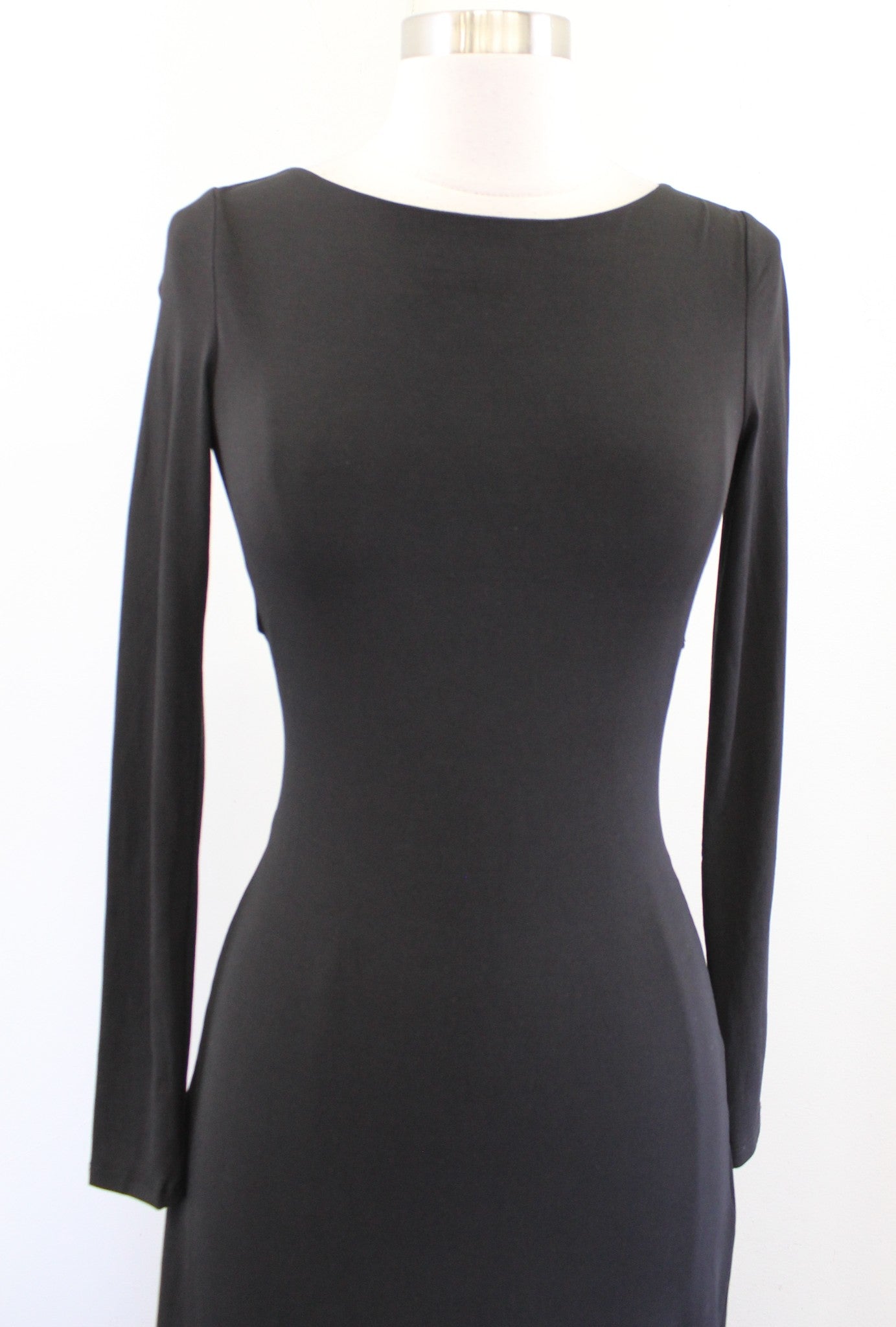 Guess Womens Solid Black Open Back Jersey Maxi Dress Size XS Cocktail Evening