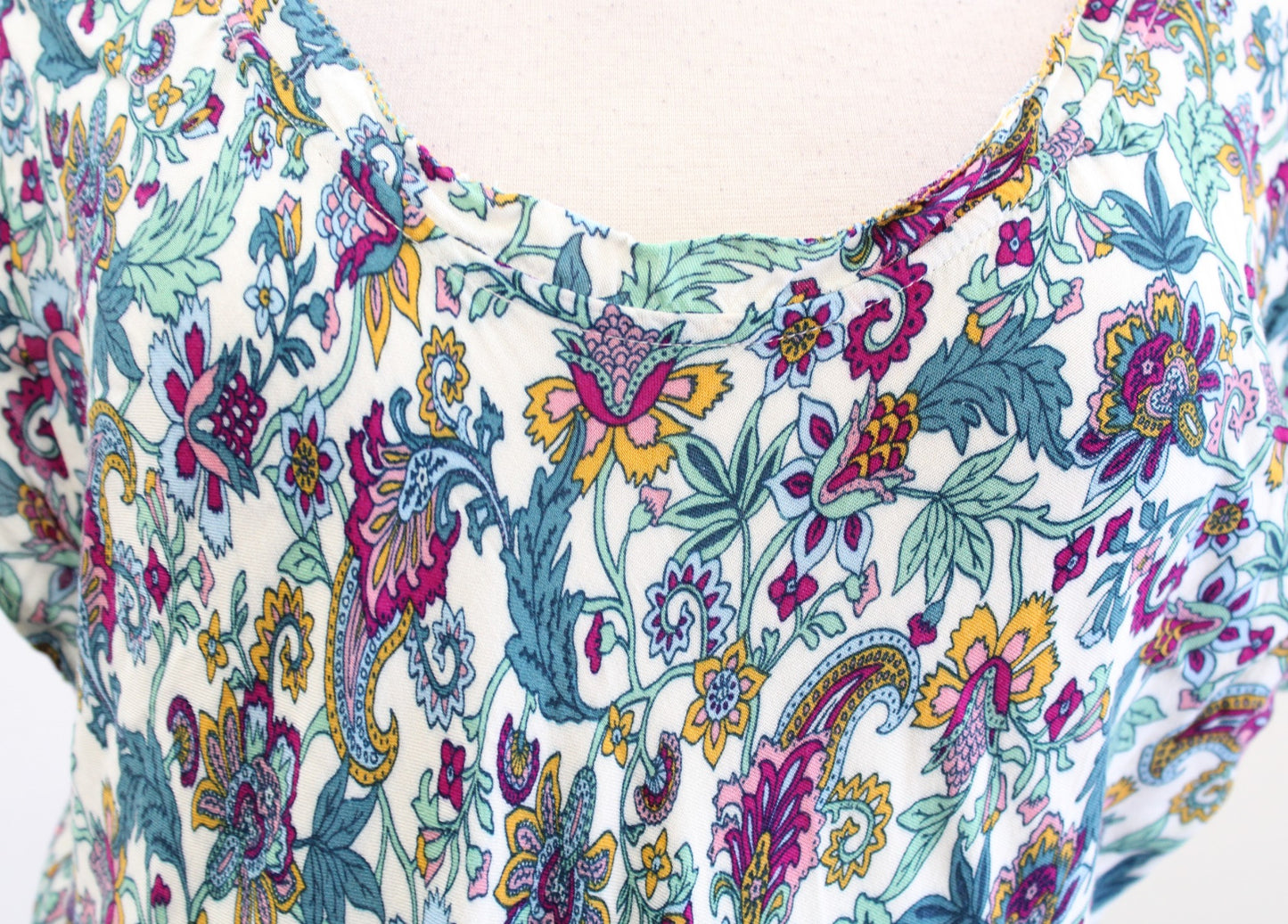 Soft Surroundings Kara Floral Paisley Print Tiered Peasant Maxi Dress Size L