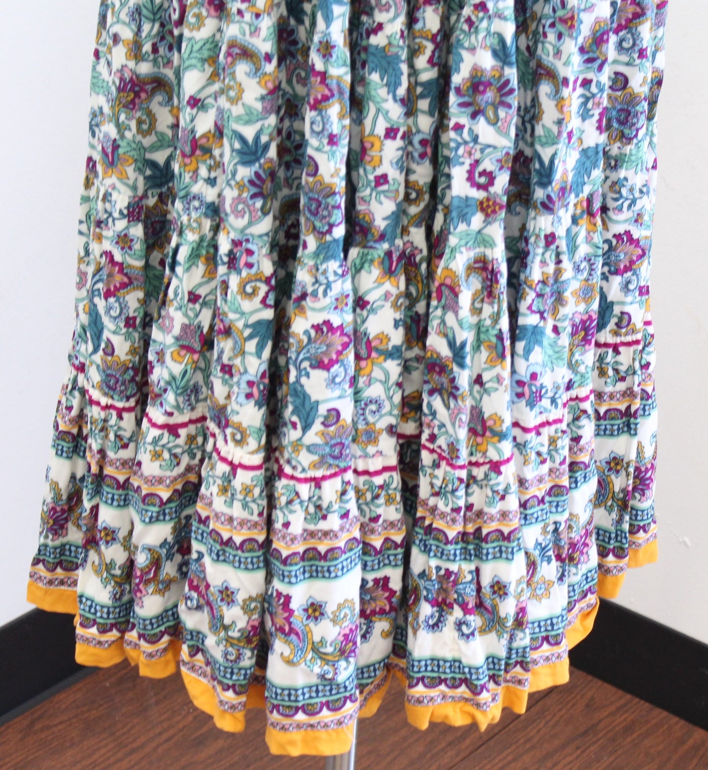 Soft Surroundings Kara Floral Paisley Print Tiered Peasant Maxi Dress Size L